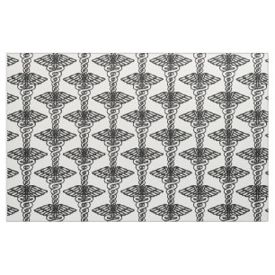 Medical tissue. Hermes staff - symbol doctors Fabric