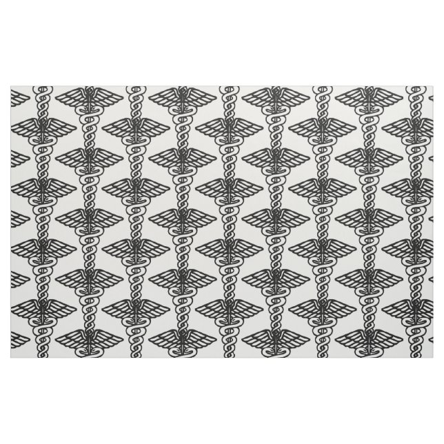Medical tissue. Hermes staff - symbol doctors Fabric (Fat Quarter)