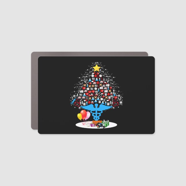 Medical Tools Christmas Tree Funny Nurse Christmas Car Magnet (Front)