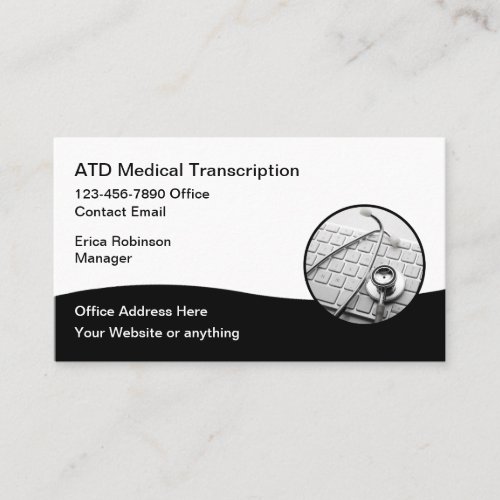 Medical Transcription Services Modern Business Card