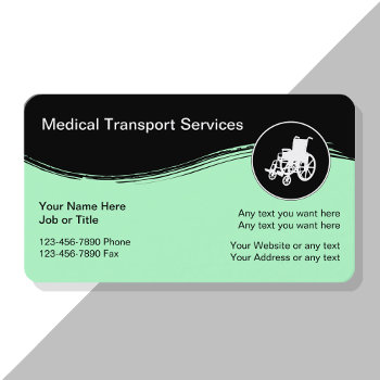 Medical Transport Business Cards by Luckyturtle at Zazzle
