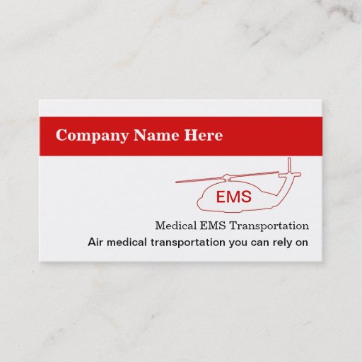 Customizable Medical Transportation Business Cards