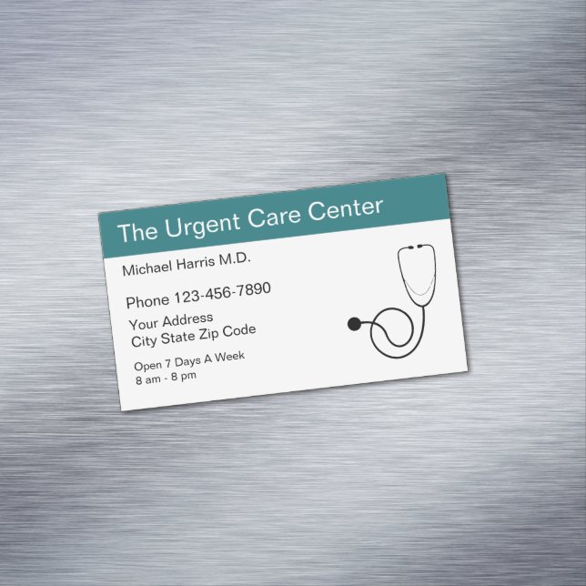 Medical Urgent Care Center Design Business Card Magnet (In Situ)