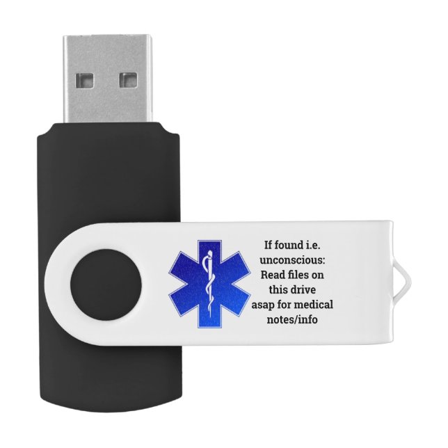 Medical USB 8 GB, Black Flash Drive (Opened)