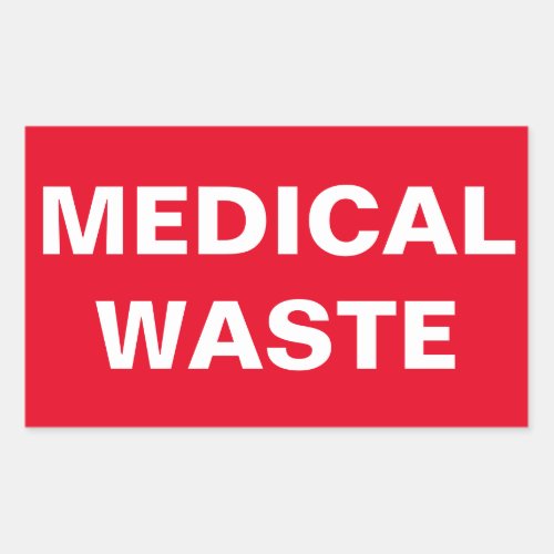 Medical Waste Sign Rectangular Sticker