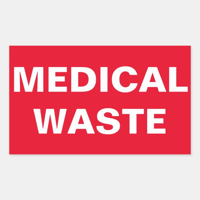 Medical Waste Sign Rectangular Sticker (Front)