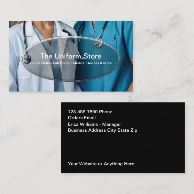 Medical Work Uniform Sales And Service Business Card (Front/Back)