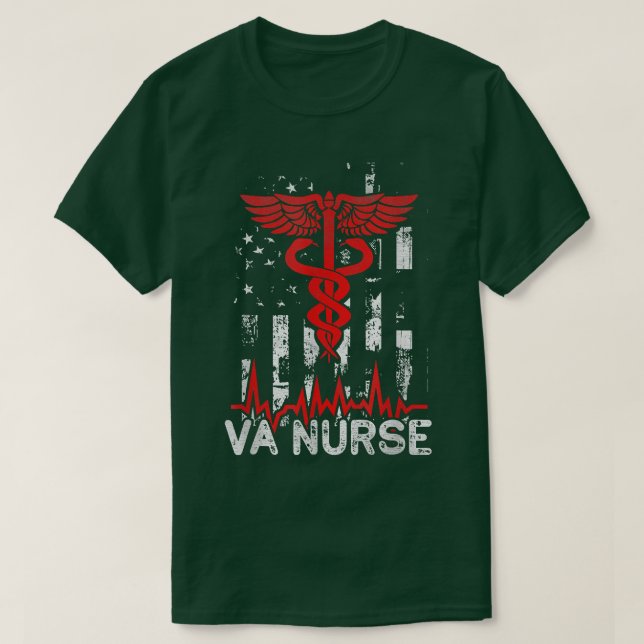Medical Worker American Flag VA Nurse T-Shirt (Design Front)