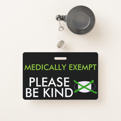 Medically Exempt From Face Masks Badge