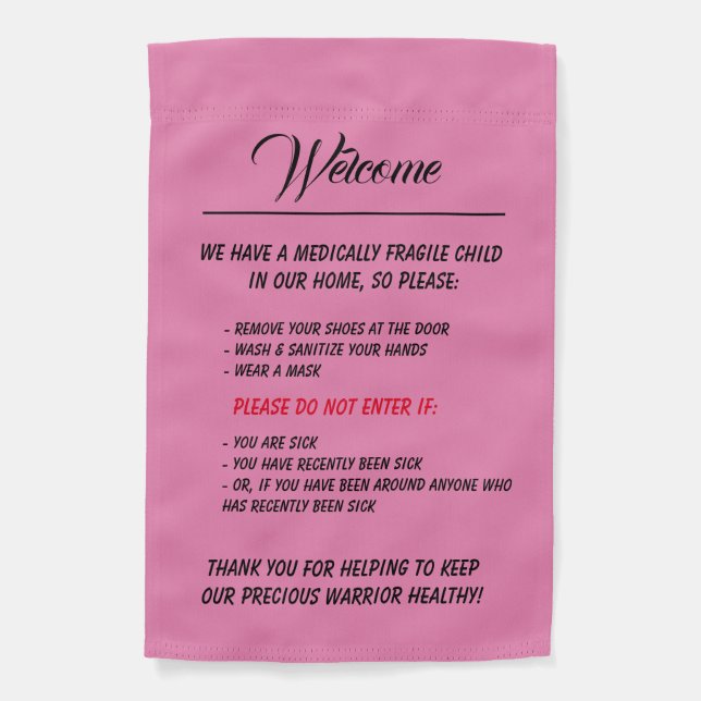Medically Fragile Banner/Door Sign Pink (Front)