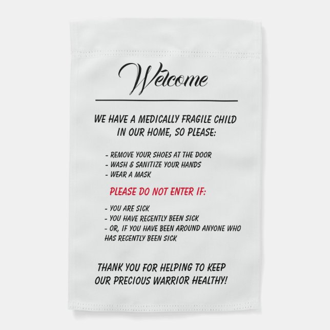 Medically Fragile Banner/Door Sign White (Front)
