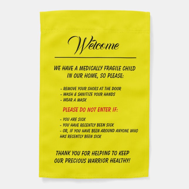 Medically Fragile Banner/Door Sign Yellow (Front)