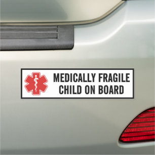 Medically Fragile Child On Board Medical Alert Car Magnet
