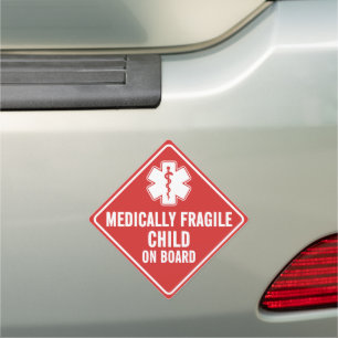 Medically Fragile Child On Board Medical Alert Car Magnet