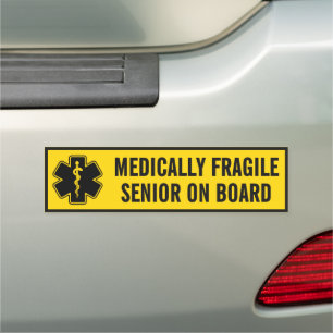 Medically Fragile Senior On Board Medical Alert Car Magnet