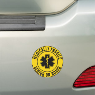Medically Fragile Senior On Board Medical Alert Car Magnet