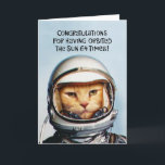 Medicare Alert 64th Birthday Card<br><div class="desc">Funny 64th Birthday Greeting Card for someone who is turning 64 years old and would be receptive to advice from a cat in a space suit</div>