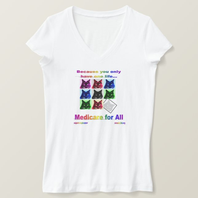 "Medicare for All" V-neck Women's Tee (Design Front)