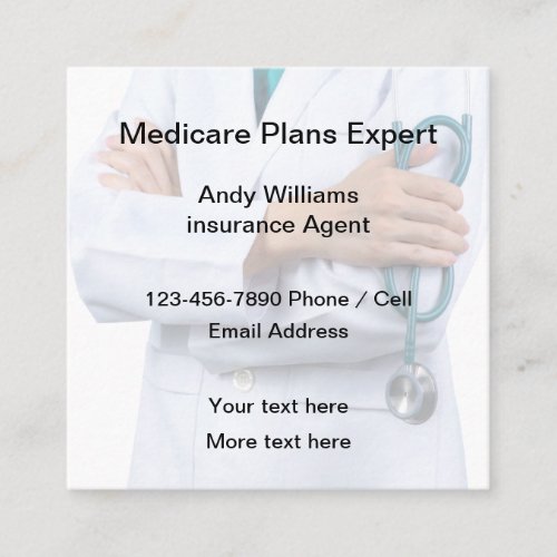 Medicare Plans Expert Health Insurance Rep Square Business Card