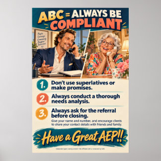 Medicare Sales Floor Poster ABC Always Be Complian