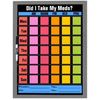 Medication Check List (Customizable) Dry Erase Board