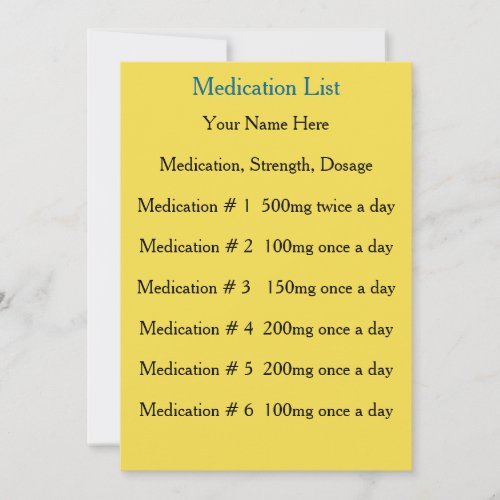 Medication Emergency Contact Card