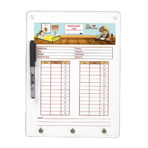 Medication Log Checklist Dry Erase Board
