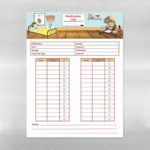 Medication Log Checklist Magnetic Dry Erase Sheet