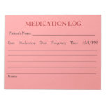 Medication Log Notepad (Pink)