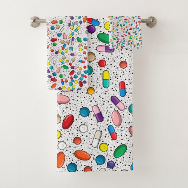 Medication Nurse Pharmacy Doctor Pill Design Bath Towel Set (Insitu)