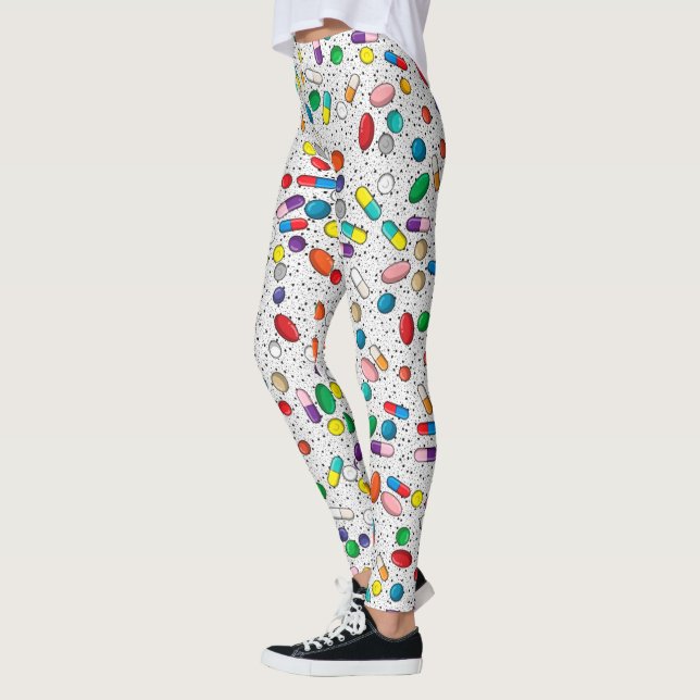 Medication Nurse Pharmacy Doctor Pill Design Leggings (Left)