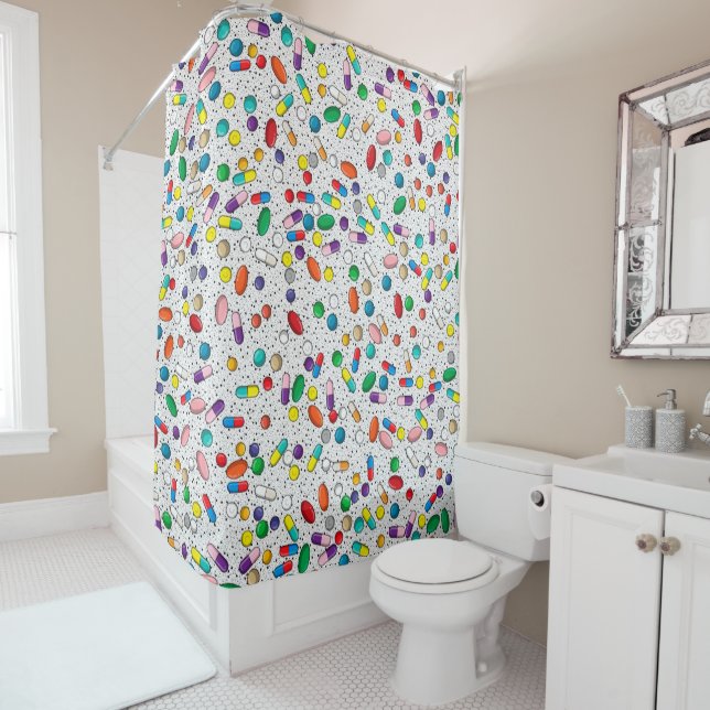 Medication Nurse Pharmacy Doctor Pill Design Shower Curtain (In Situ)