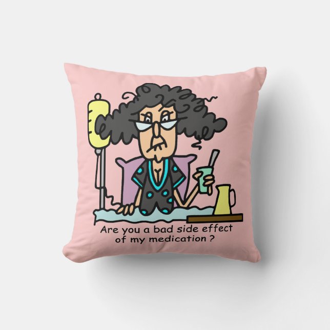 Medication Side Effect Dark Hair Throw Pillow (Front)