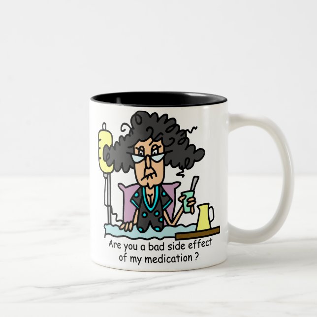 Medication Side Effect Dark Hair Two-Tone Coffee Mug (Right)