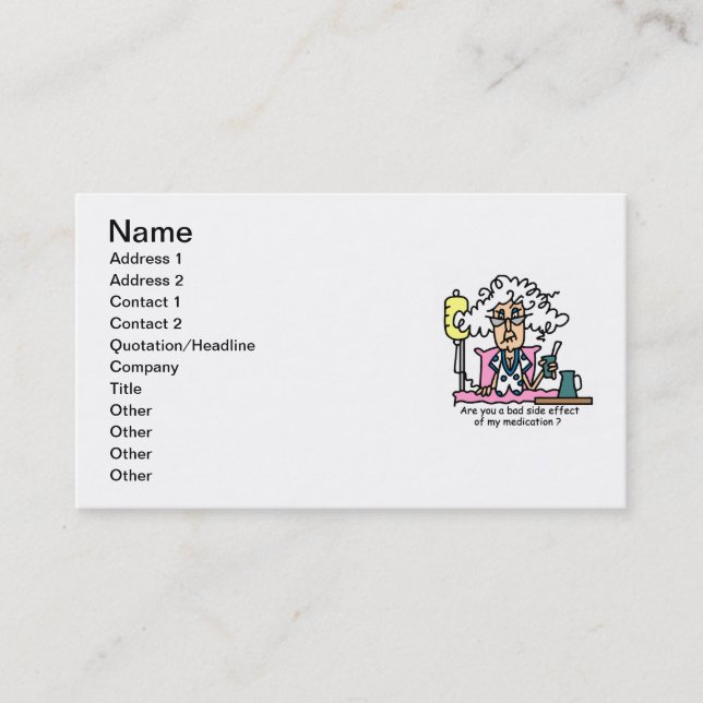 Medication Side Effect Humor Business Card (Front)