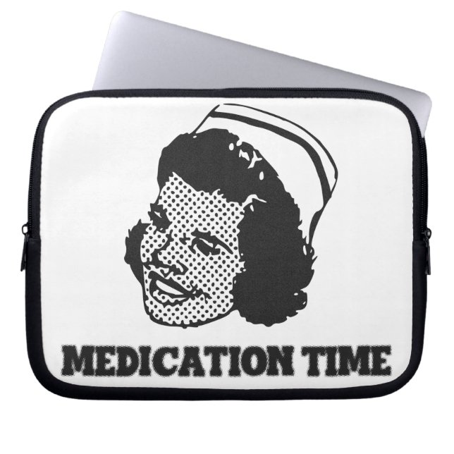 Medication Time Funny Nurse Parody Humor Laptop Sleeve (Front)