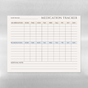 Medication Tracker  Magnetic Dry Erase Sheet