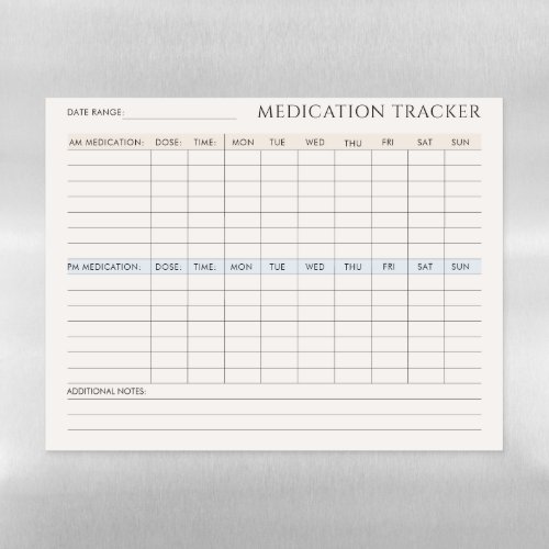 Medication Tracker  Magnetic Dry Erase Sheet