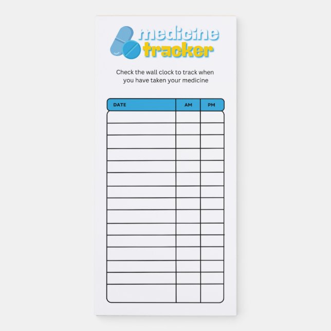 Medication Tracker Notepad (Magnetic) (Front)