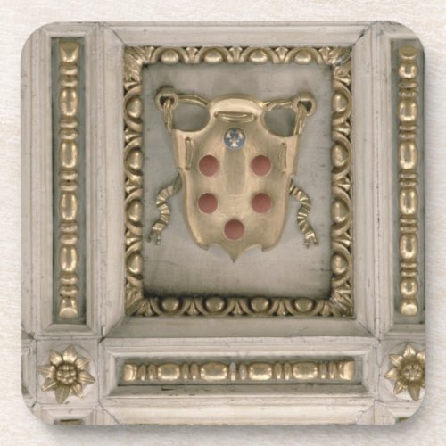 Medici coat of arms from the soffit of the church beverage coaster