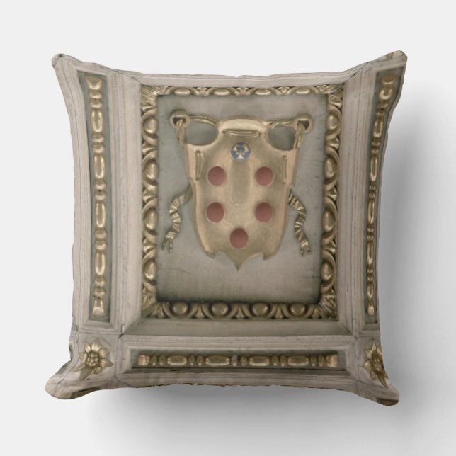 Medici coat of arms, from the soffit of the church throw pillow (Front)