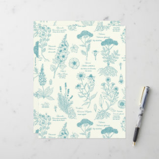 Medicinal Garden Herbarium in blue and off white