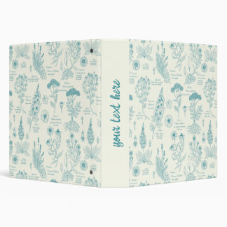 Medicinal Garden Herbarium in blue and off white 3 Ring Binder