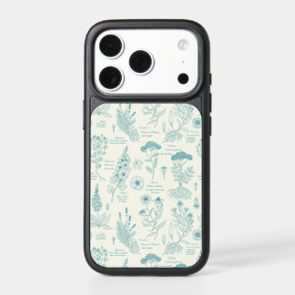 Medicinal Garden Herbarium in blue and off white iPhone 17 Pro Case