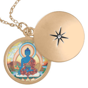 Medicine Buddha - Master of Healing - round locket Necklace