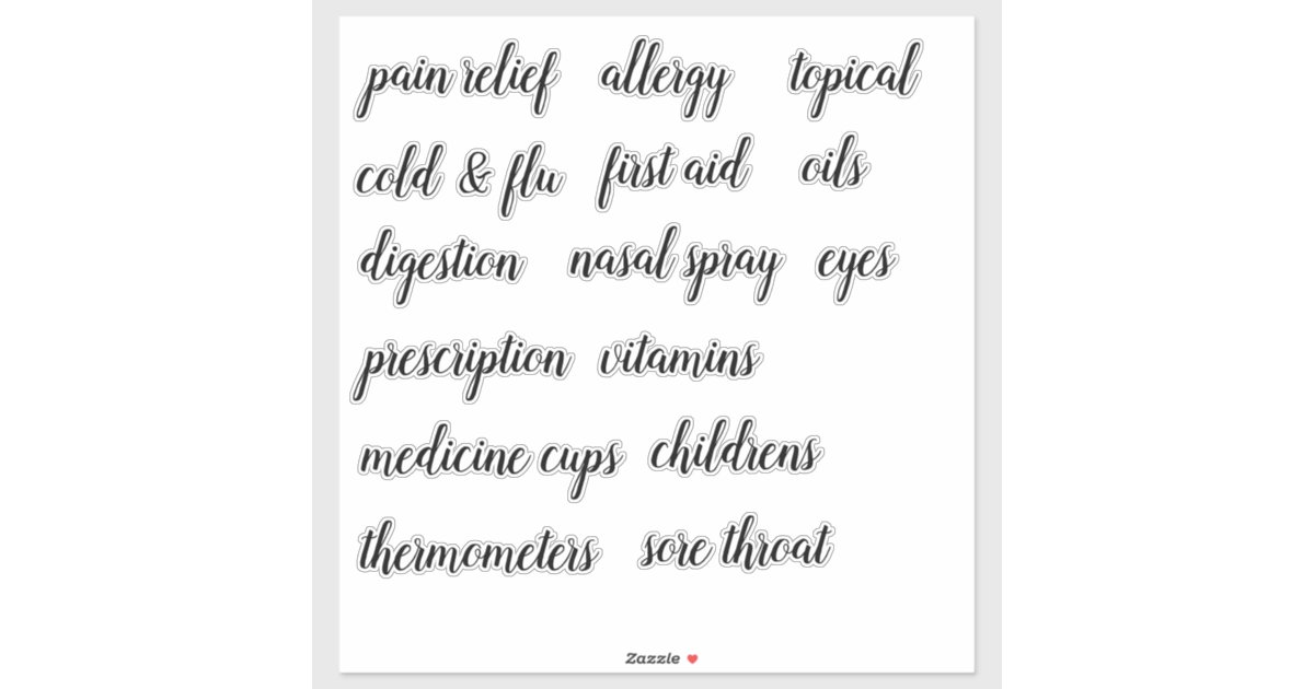 Medicine Cabinet Organization Script Label Sticker Zazzle Com