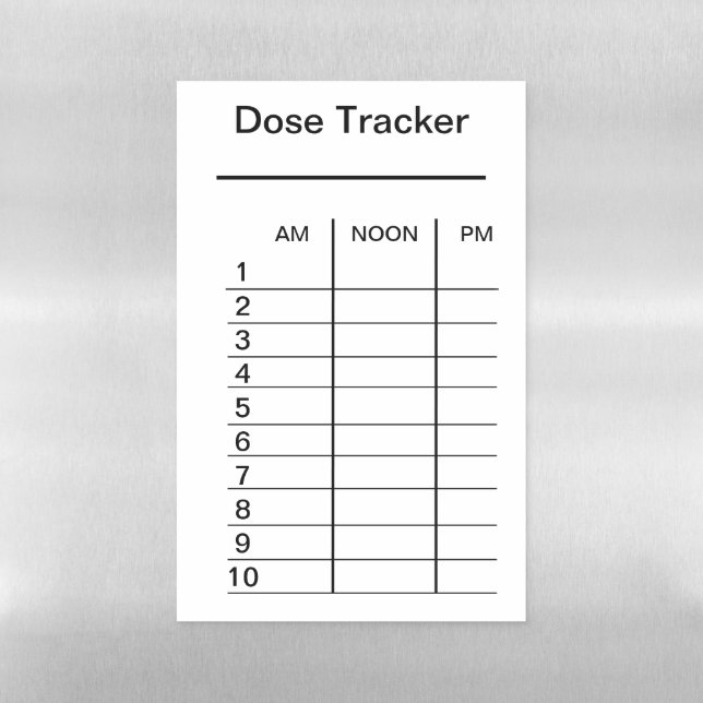 Medicine Dosage Tracker (3x/day) Magnetic Dry Erase Sheet (Vertical)
