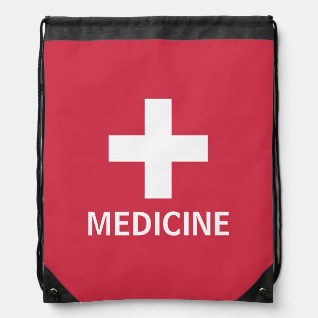 Medicine First Aid Symbol Red Medical Kit Drawstring Bag (Front)