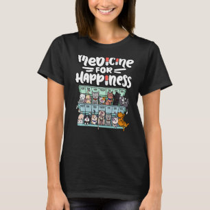 medicine for happiness pill box animals cat breeds T-Shirt