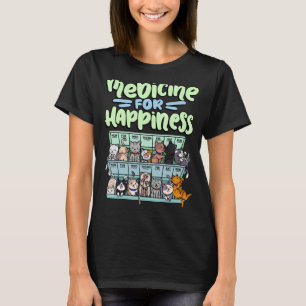 medicine for happiness pill box animals cat breeds T-Shirt
